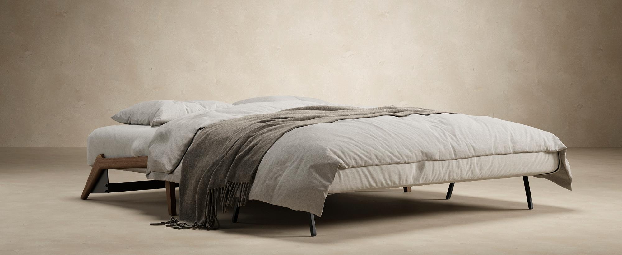 Innovation Living Cubed Queen Size Sofa Bed with Dark Wood Legs - 587 Phobos Mocha