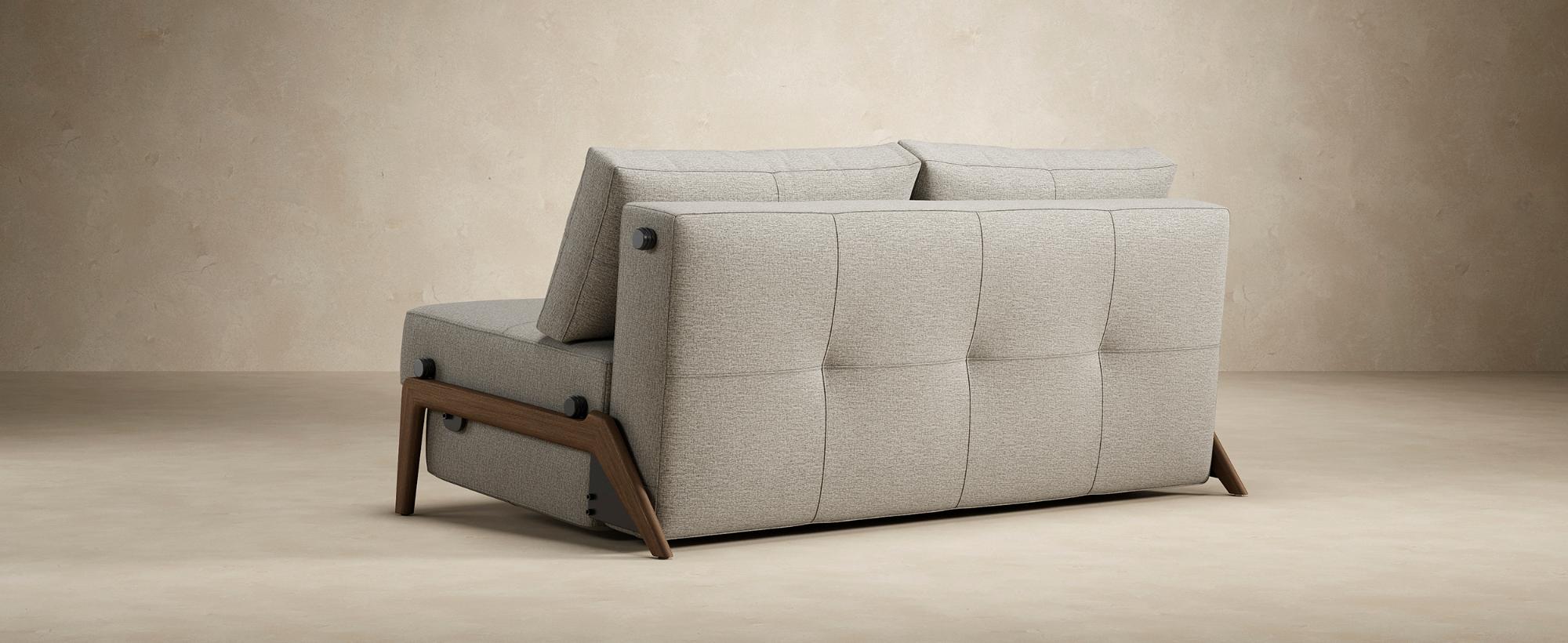 Innovation Living Cubed Queen Size Sofa Bed with Dark Wood Legs - 587 Phobos Mocha