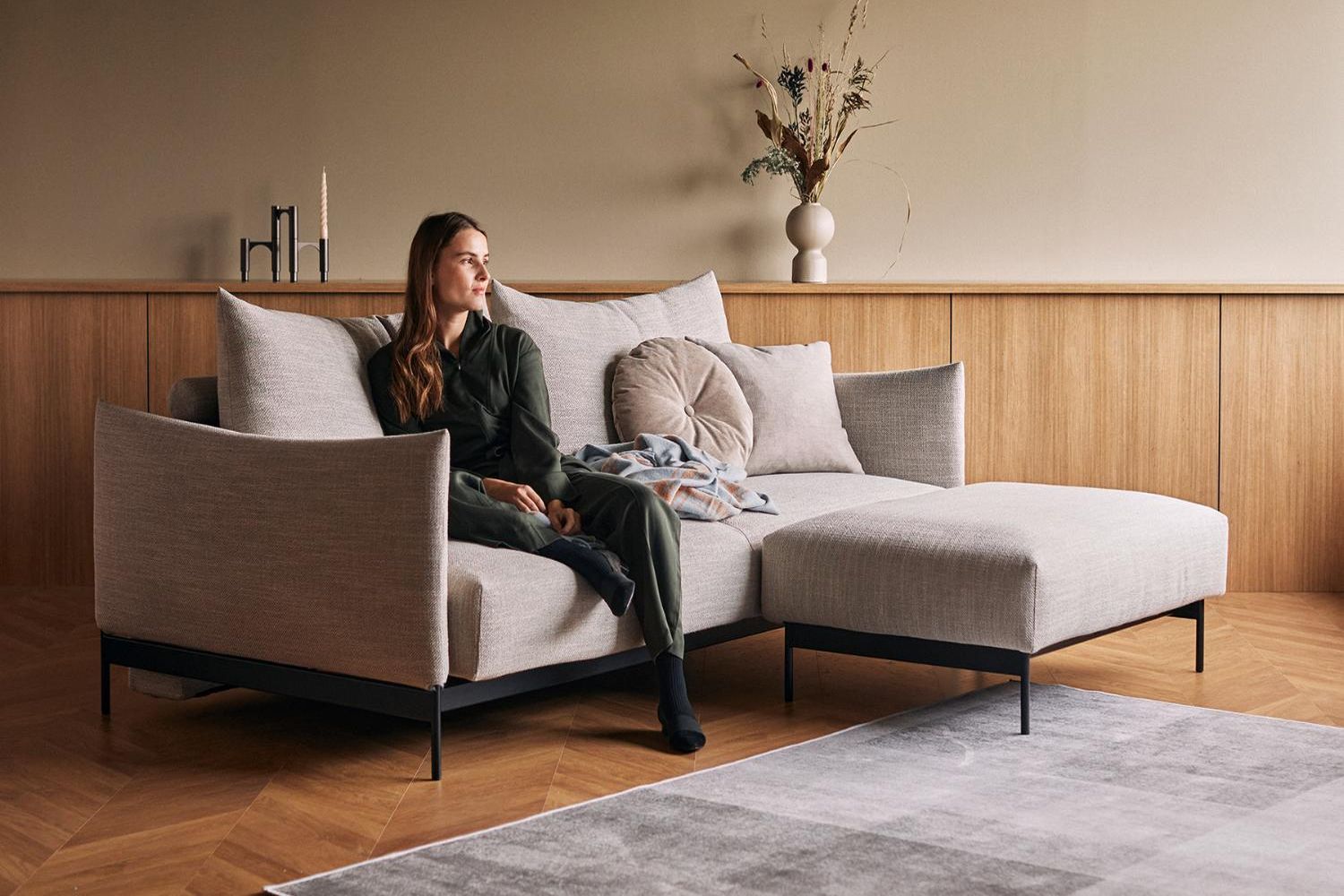 Innovation Living Malloy Ottoman - 586 Phobos Latte