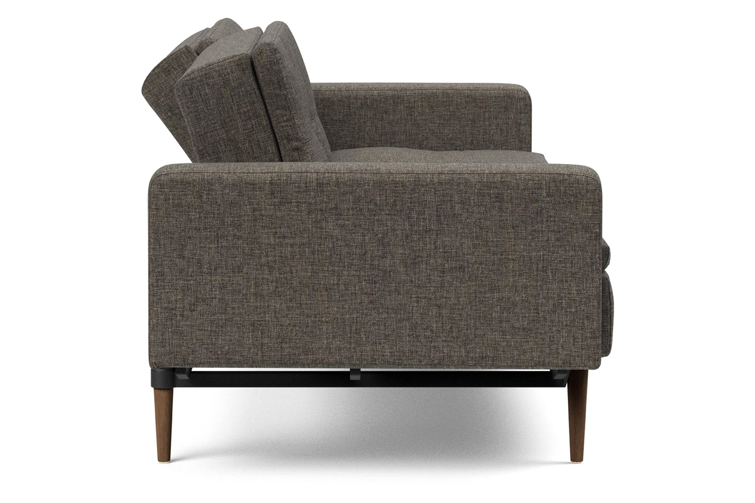 Innovation Living Dublexo Styletto Sofa Bed Dark Wood with Arms - 216 Flashtex Dark Gray