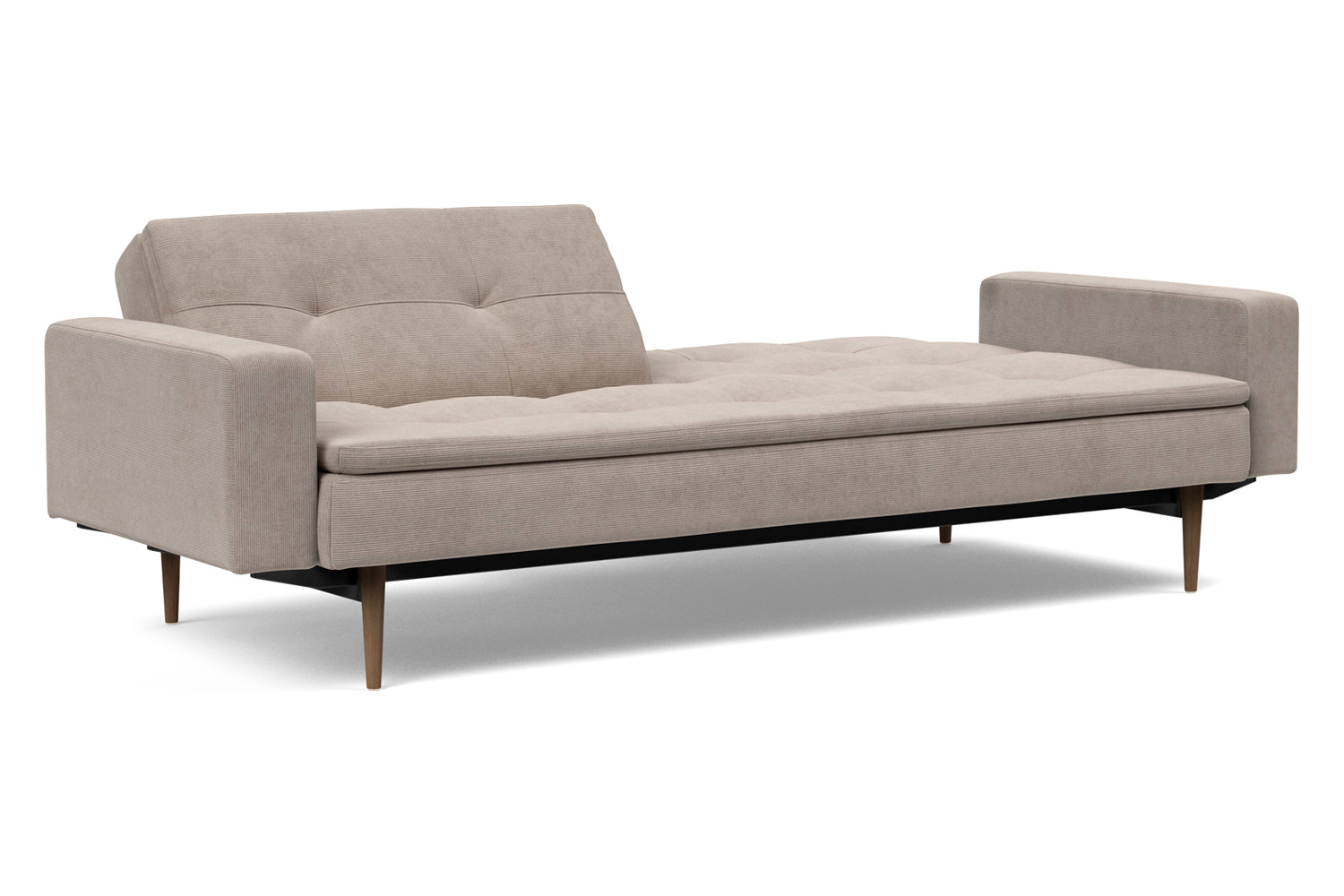Innovation Living Dublexo Styletto Sofa Bed Dark Wood with Arms - 318 Cordufine Beige