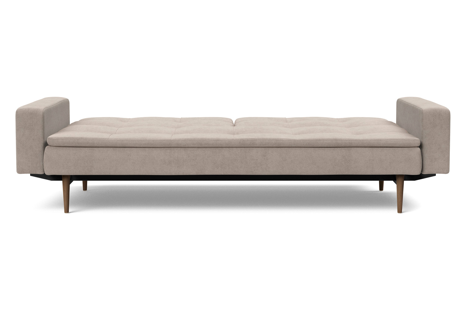 Innovation Living Dublexo Styletto Sofa Bed Dark Wood with Arms - 318 Cordufine Beige