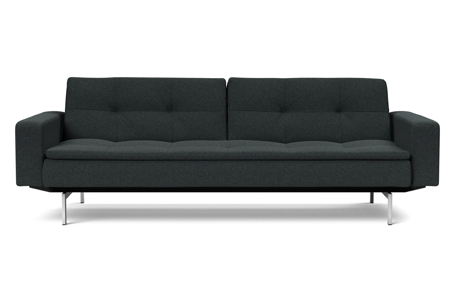 Innovation Living Dublexo Stainless Steel Sofa Bed with Arms - 534 Bouclé Black Raven