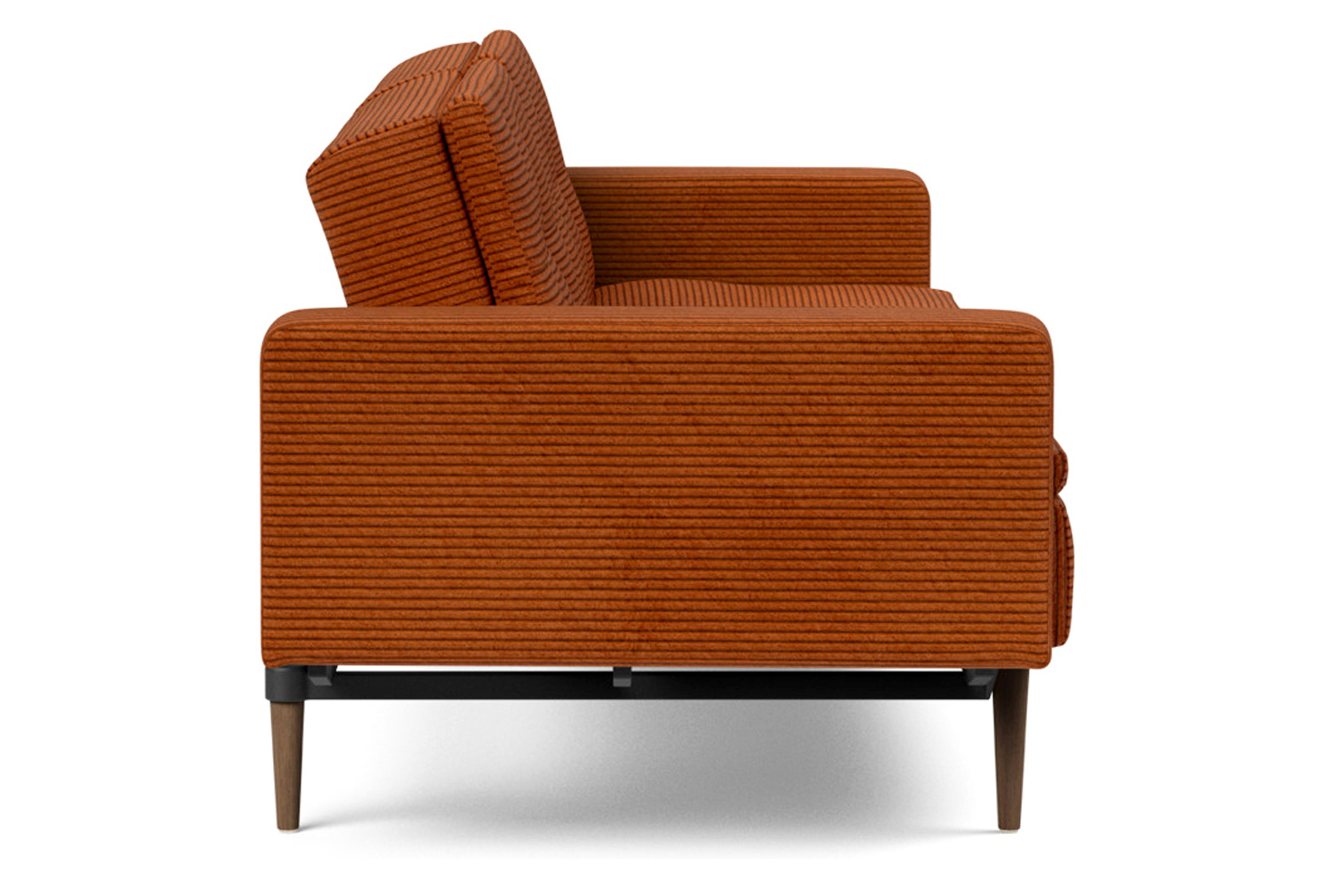 Innovation Living Dublexo Styletto Sofa Bed Dark Wood with Arms - 595 Corduroy Burnt Orange