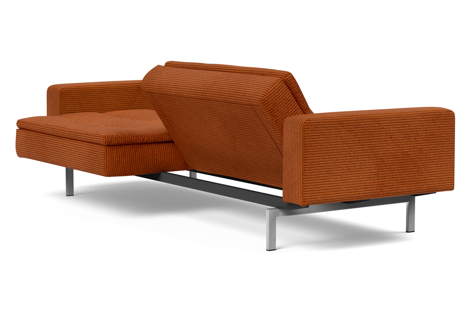 Innovation Living Dublexo Stainless Steel Sofa Bed with Arms - 595 Corduroy Burnt Orange
