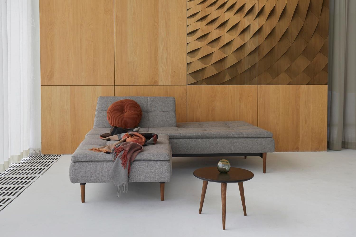 Innovation Living Dublexo Styletto Sofa Bed Dark Wood - 538 Melange Light Gray