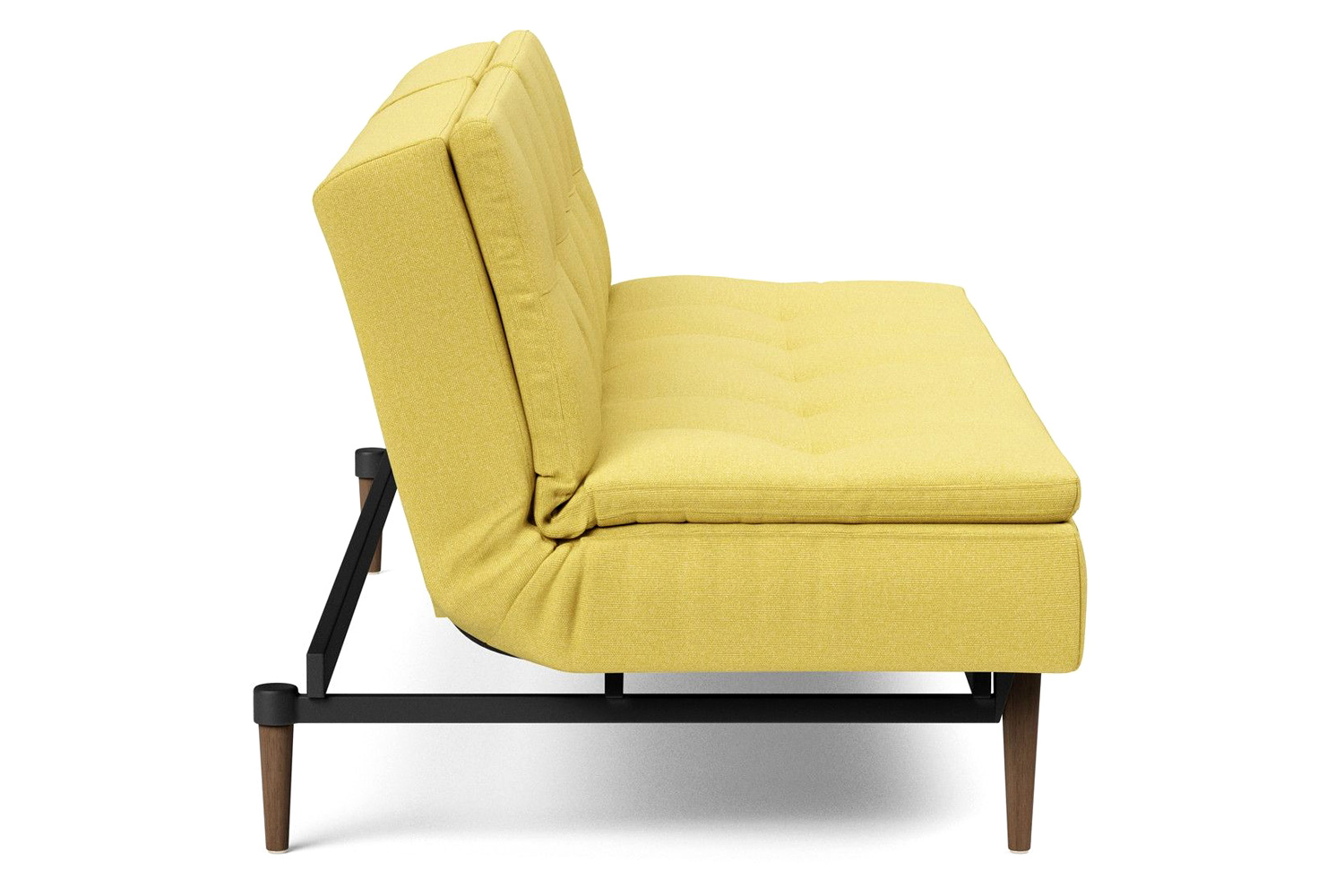 Innovation Living Dublexo Styletto Sofa Bed Dark Wood - 554 Soft Mustard Flower