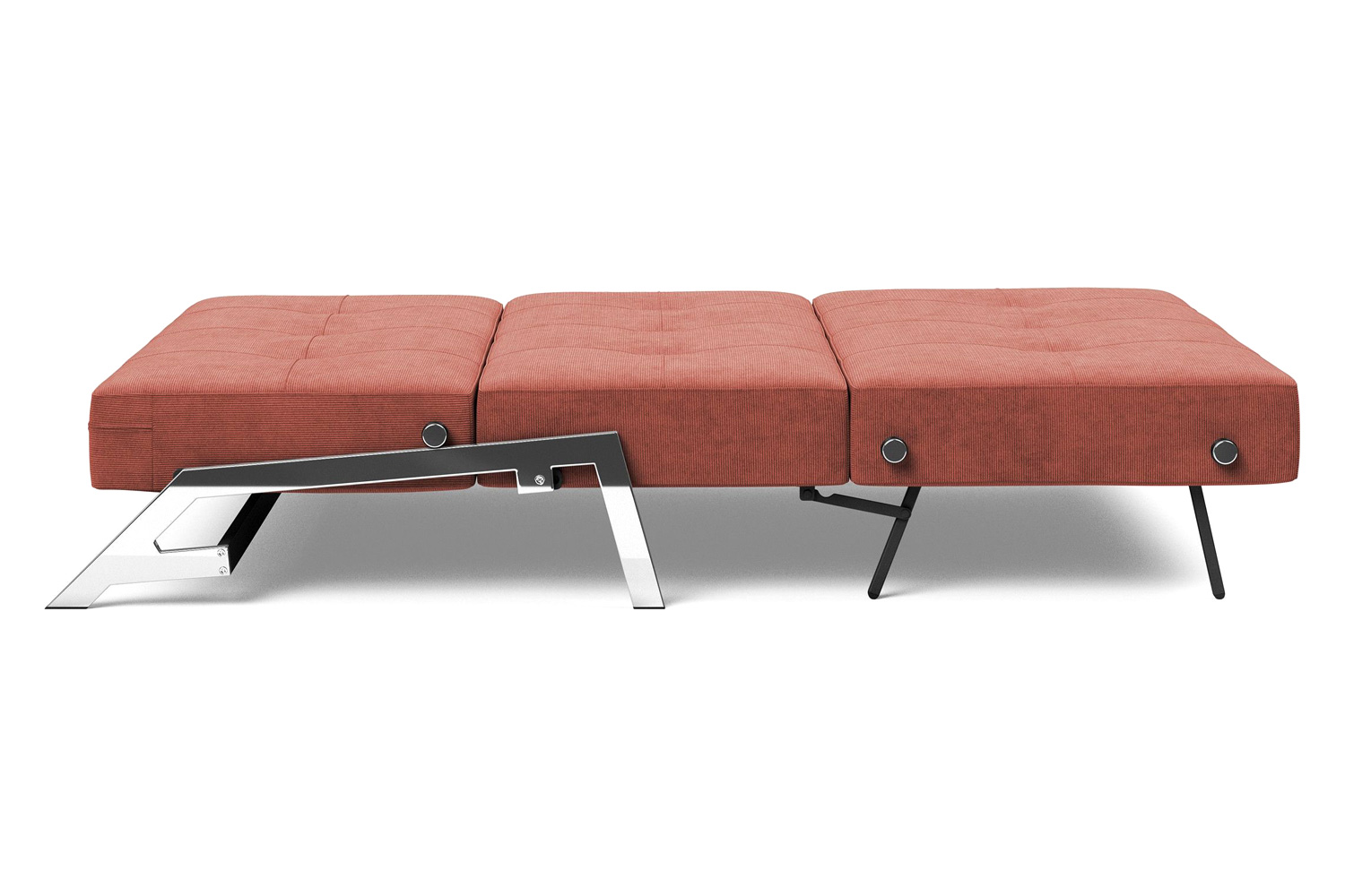 Innovation Living Cubed Full Size Sofa Bed with Chrome legs - 317 Cordufine Rust