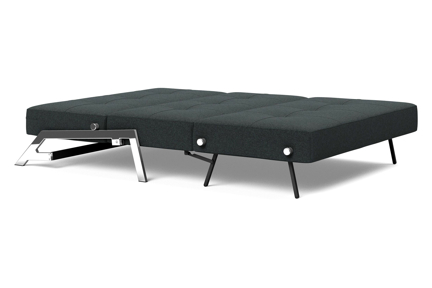 Innovation Living Cubed Full Size Sofa Bed with Chrome legs - 534 Bouclé Black Raven