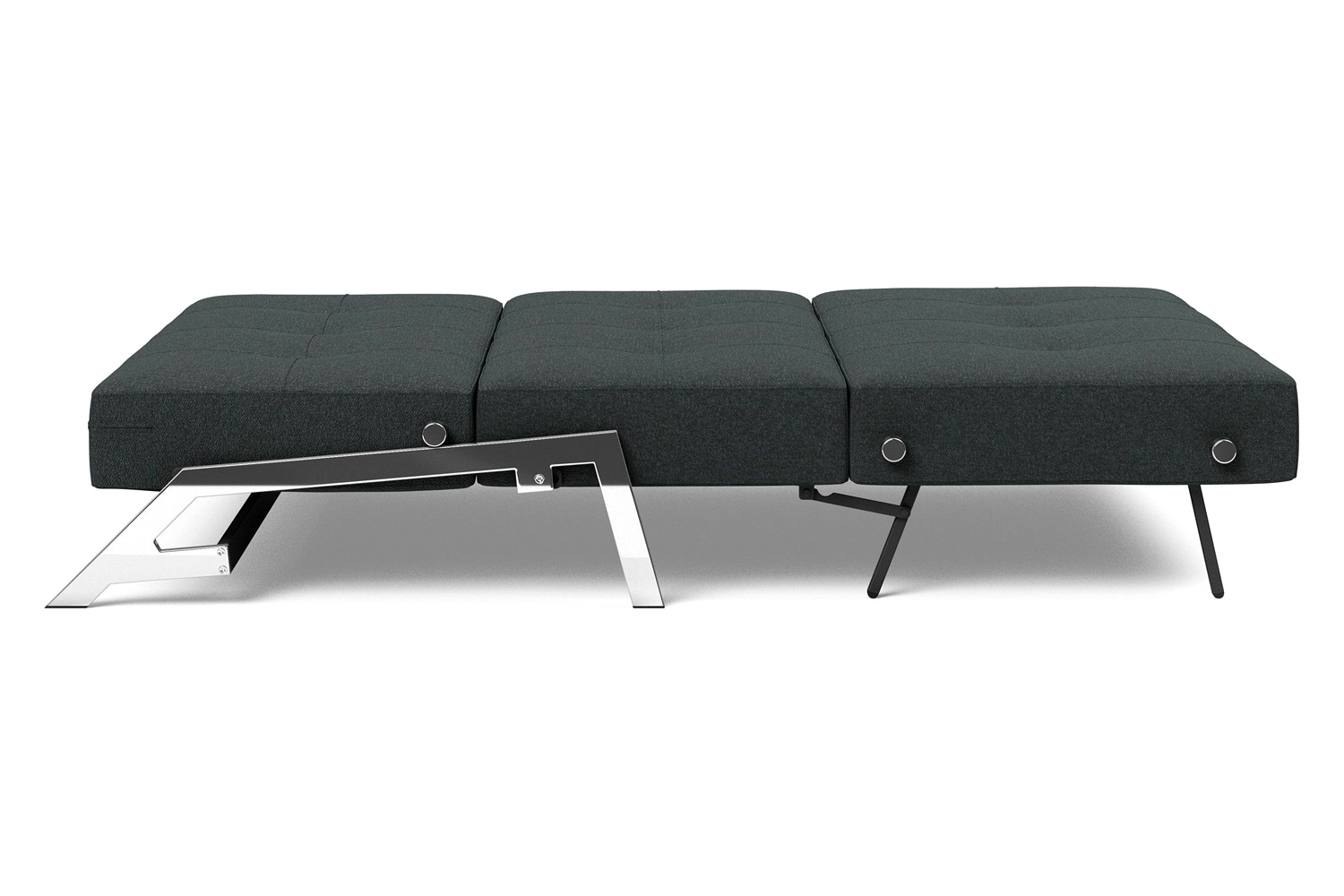 Innovation Living Cubed Full Size Sofa Bed with Chrome legs - 534 Bouclé Black Raven