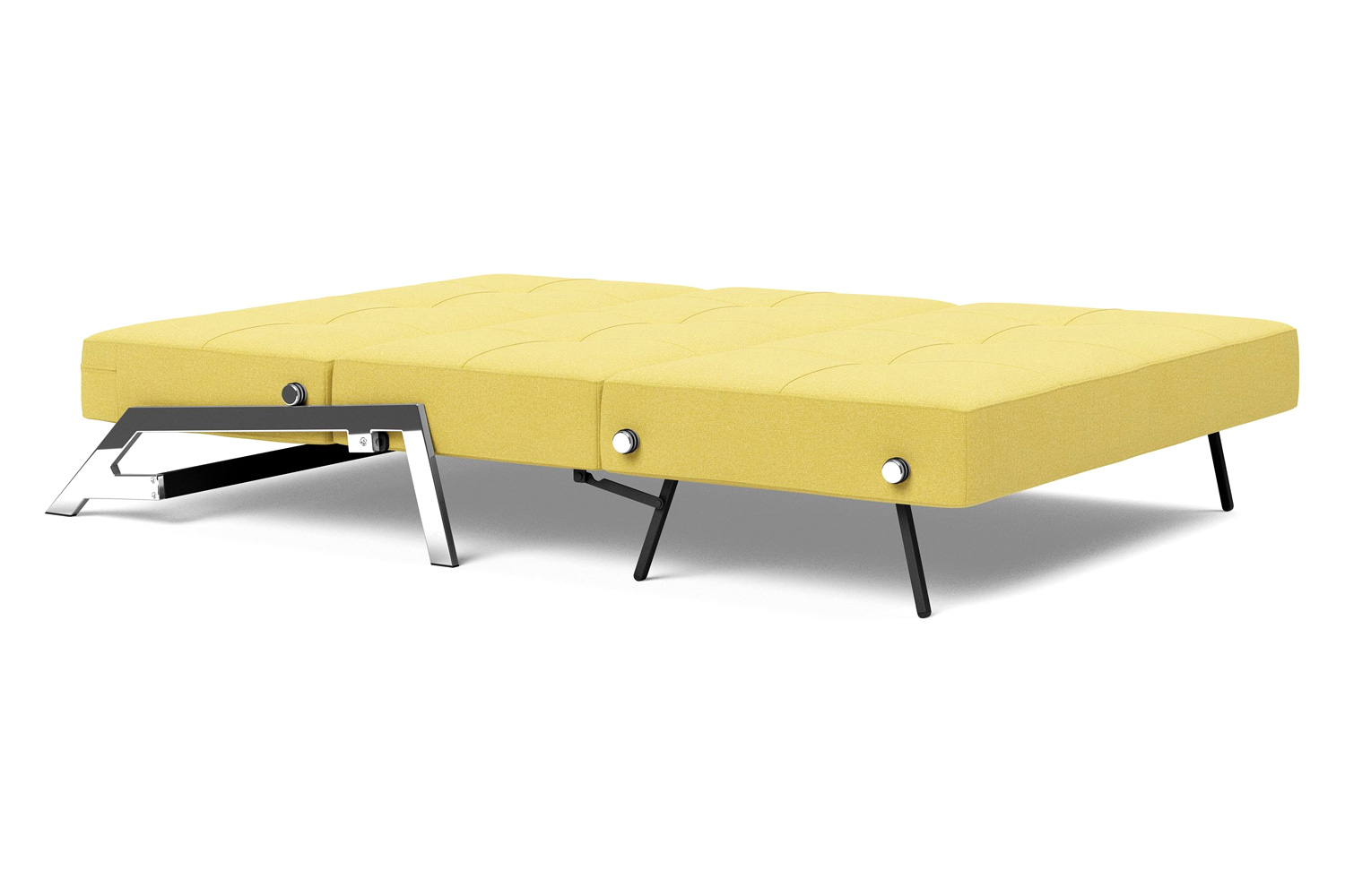 Innovation Living Cubed Full Size Sofa Bed with Chrome legs - 554 Soft Mustard Flower