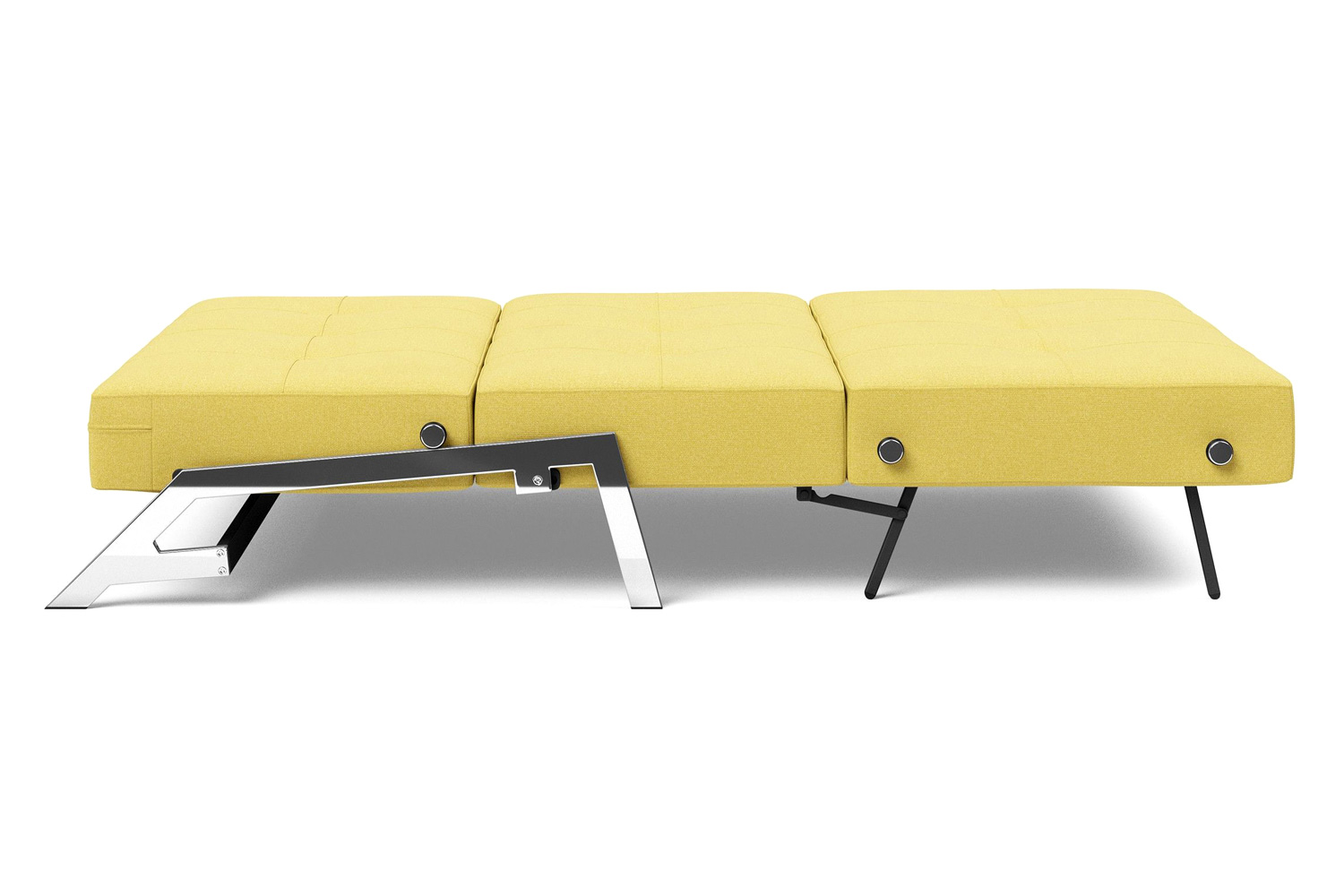 Innovation Living Cubed Full Size Sofa Bed with Chrome legs - 554 Soft Mustard Flower