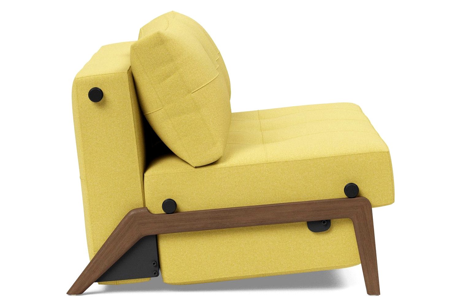 Innovation Living Cubed Full Size Sofa Bed with Dark Wood Legs - 554 Soft Mustard Flower