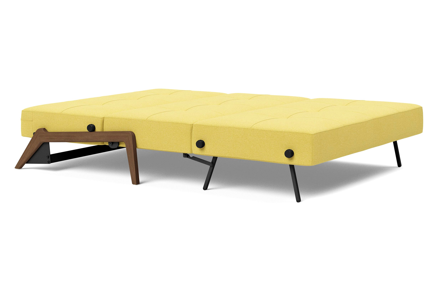 Innovation Living Cubed Full Size Sofa Bed with Dark Wood Legs - 554 Soft Mustard Flower