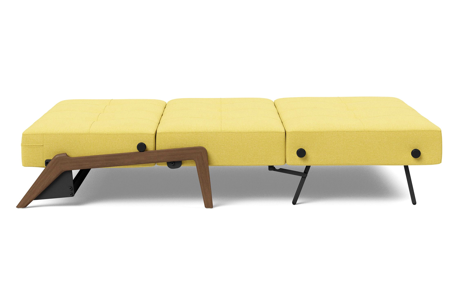 Innovation Living Cubed Full Size Sofa Bed with Dark Wood Legs - 554 Soft Mustard Flower