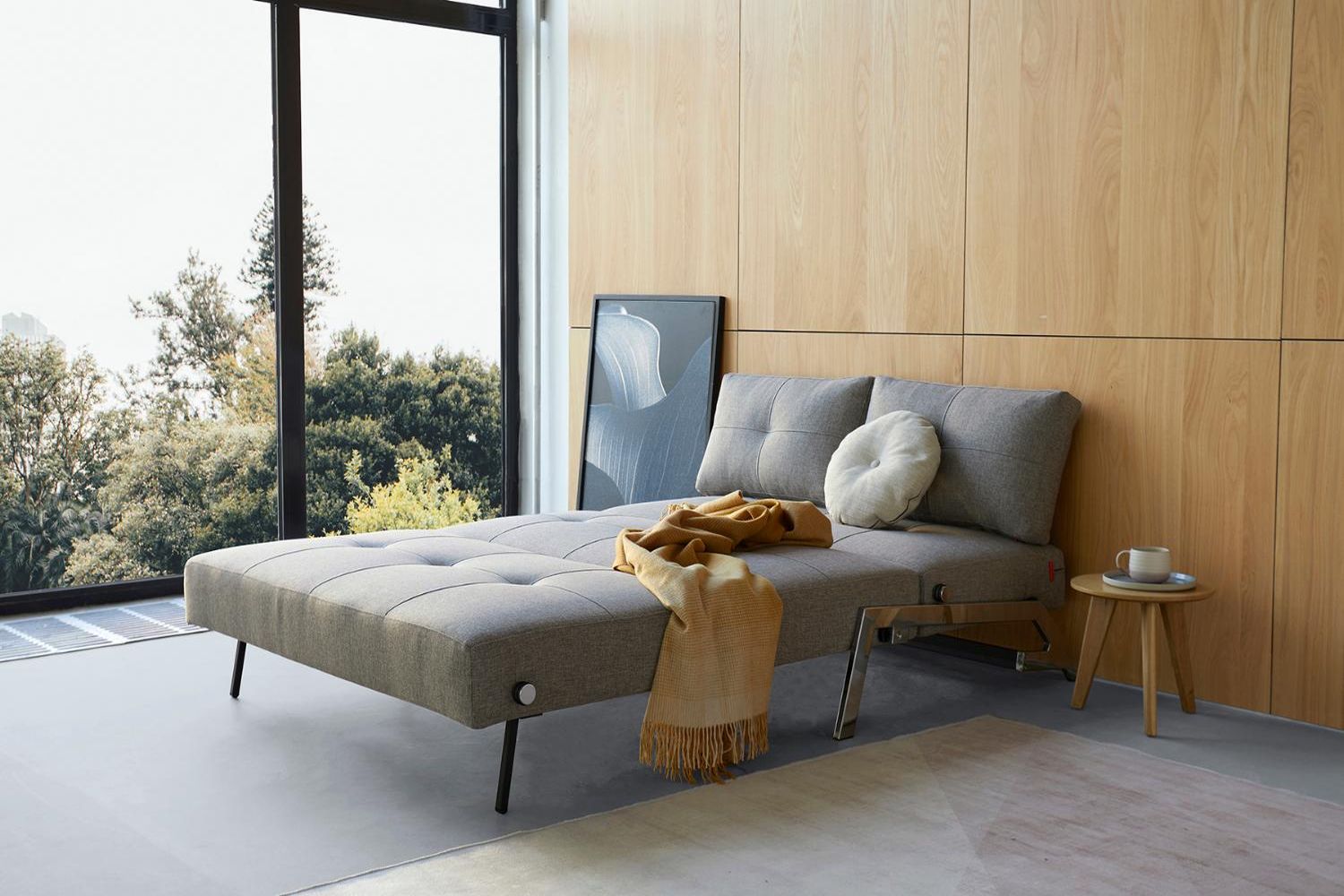 Innovation Living Cubed Full Size Sofa Bed with Chrome legs - 573 Vivus Dusty Blue
