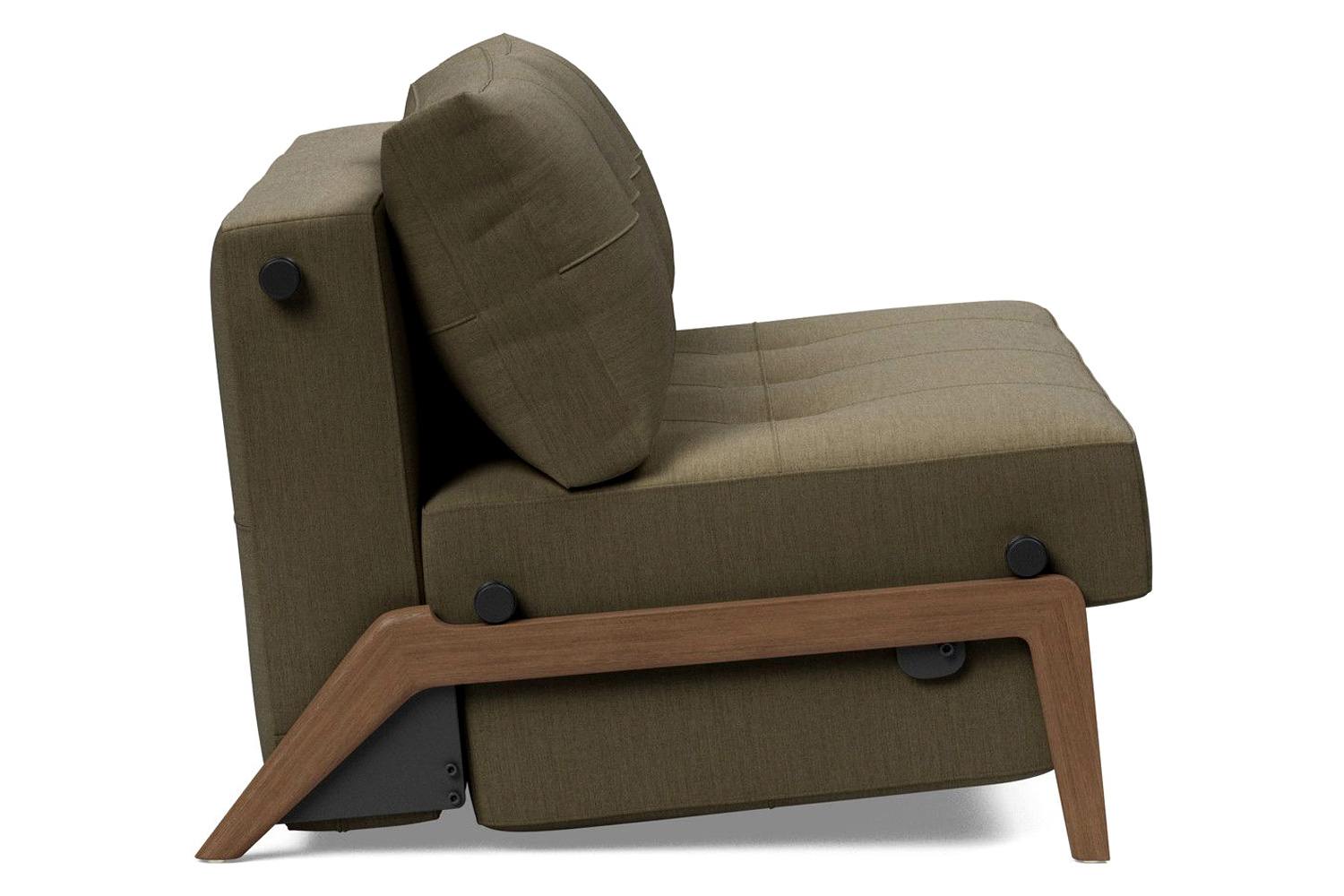 Innovation Living Cubed Full Size Sofa Bed with Dark Wood Legs - 575 Vivus Dusty Olive