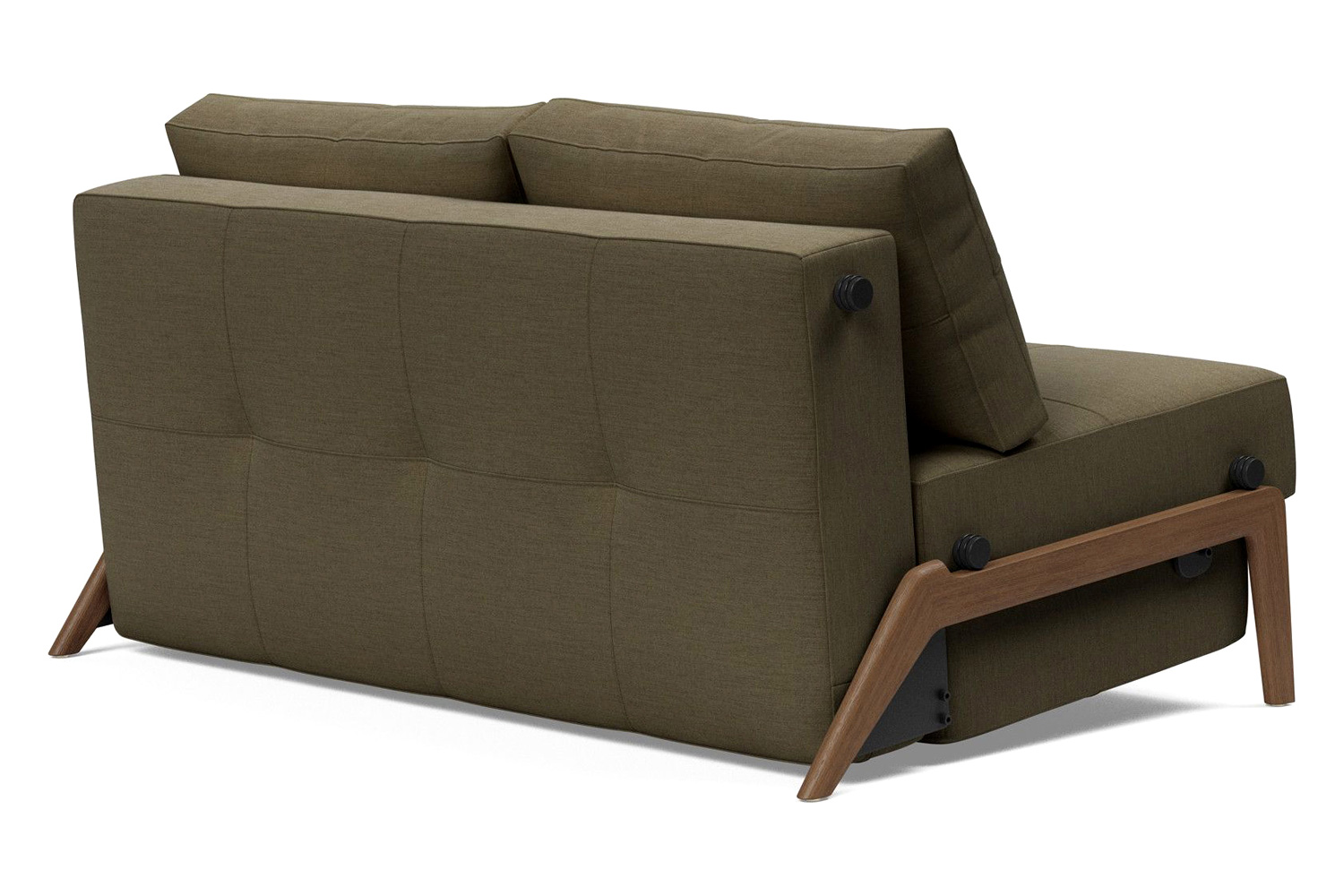 Innovation Living Cubed Full Size Sofa Bed with Dark Wood Legs - 575 Vivus Dusty Olive