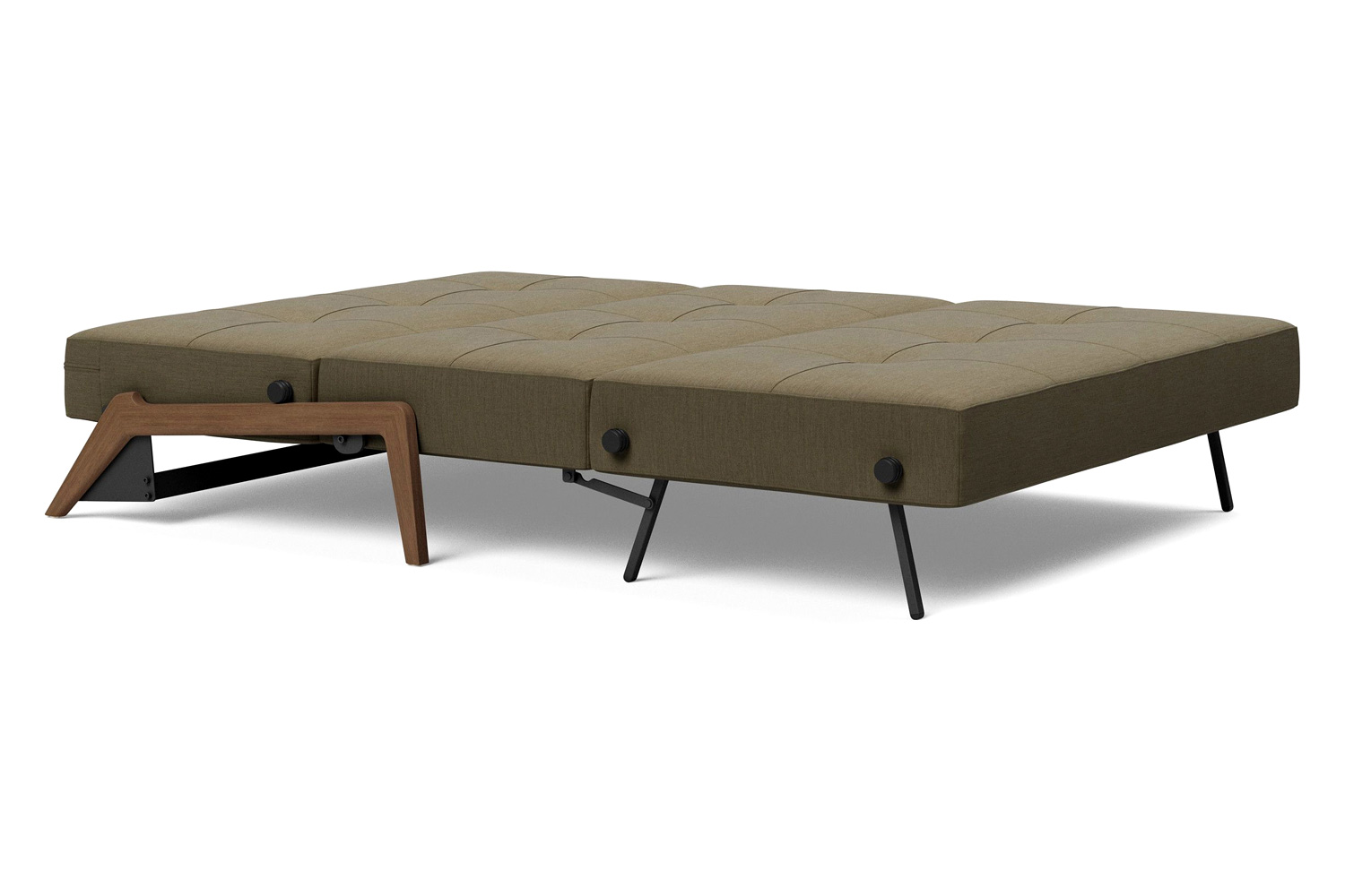 Innovation Living Cubed Full Size Sofa Bed with Dark Wood Legs - 575 Vivus Dusty Olive