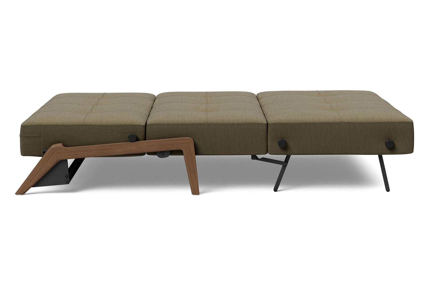 Innovation Living Cubed Full Size Sofa Bed with Dark Wood Legs - 575 Vivus Dusty Olive