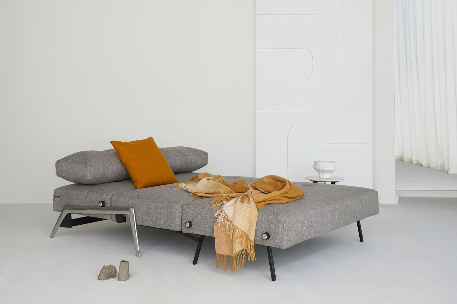 Innovation Living Cubed Full Size Sofa Bed with Alu Legs - 575 Vivus Dusty Olive