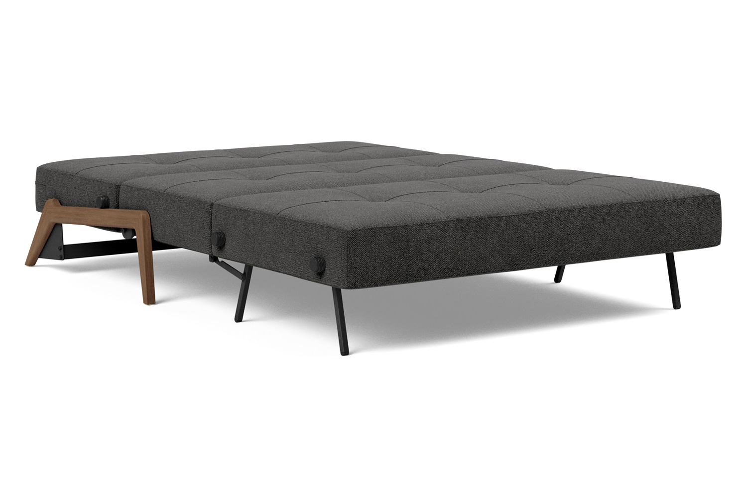 Innovation Living Cubed Full Size Sofa Bed with Dark Wood Legs - 577 Kenya Dark Gray