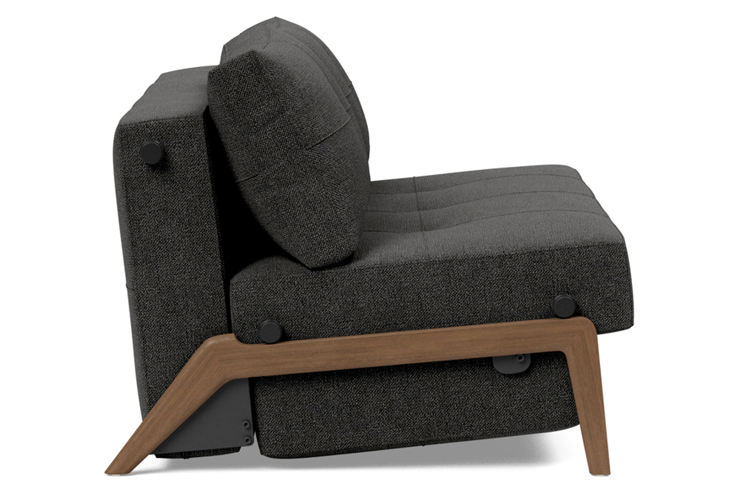 Innovation Living Cubed Full Size Sofa Bed with Dark Wood Legs - 577 Kenya Dark Gray