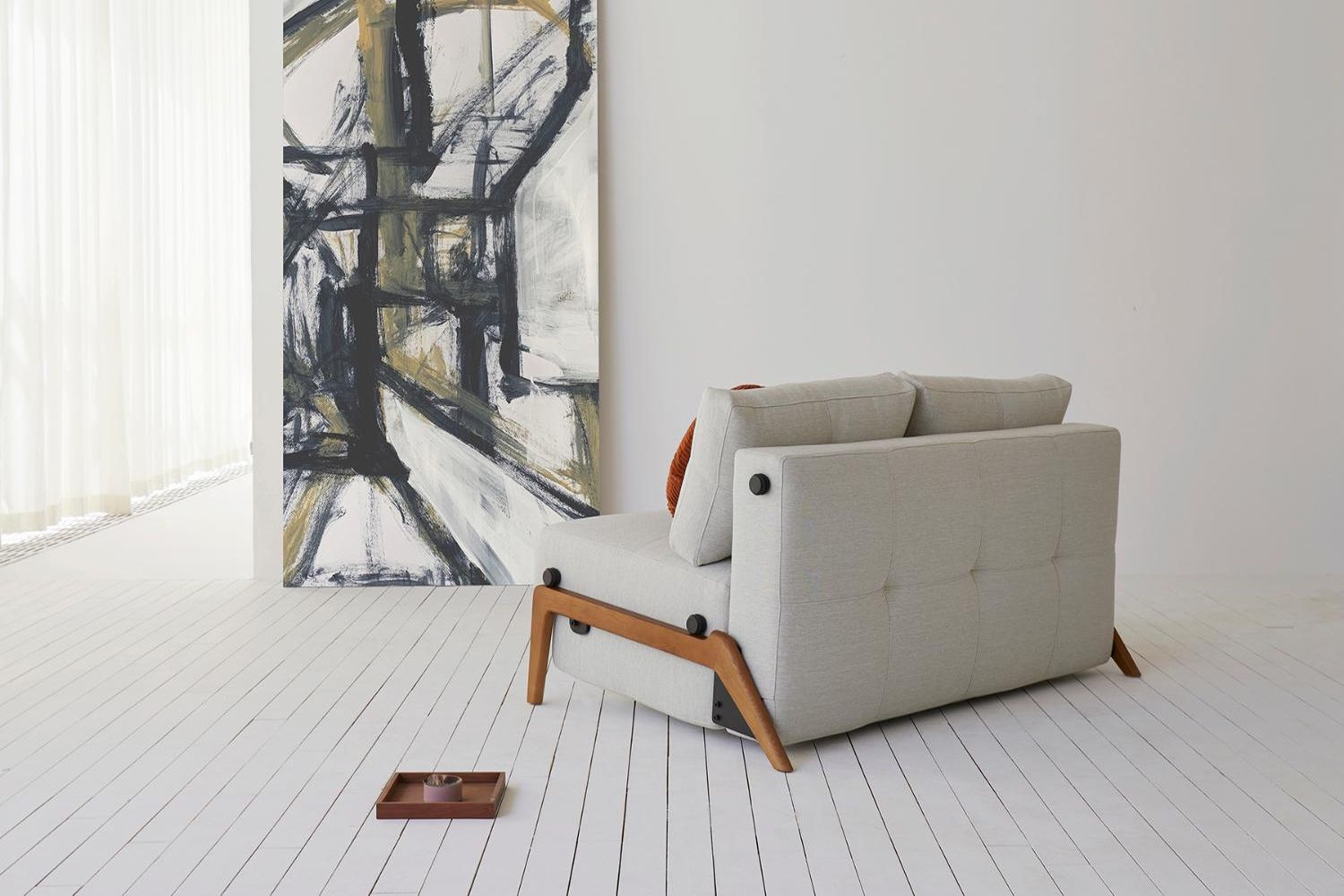 Innovation Living Cubed Full Size Sofa Bed with Dark Wood Legs - 585 Argus Brown