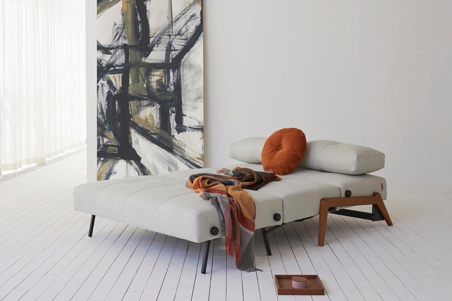 Innovation Living Cubed Full Size Sofa Bed with Dark Wood Legs - 585 Argus Brown
