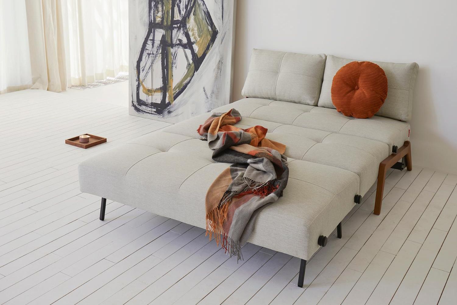 Innovation Living Cubed Full Size Sofa Bed with Dark Wood Legs - 585 Argus Brown