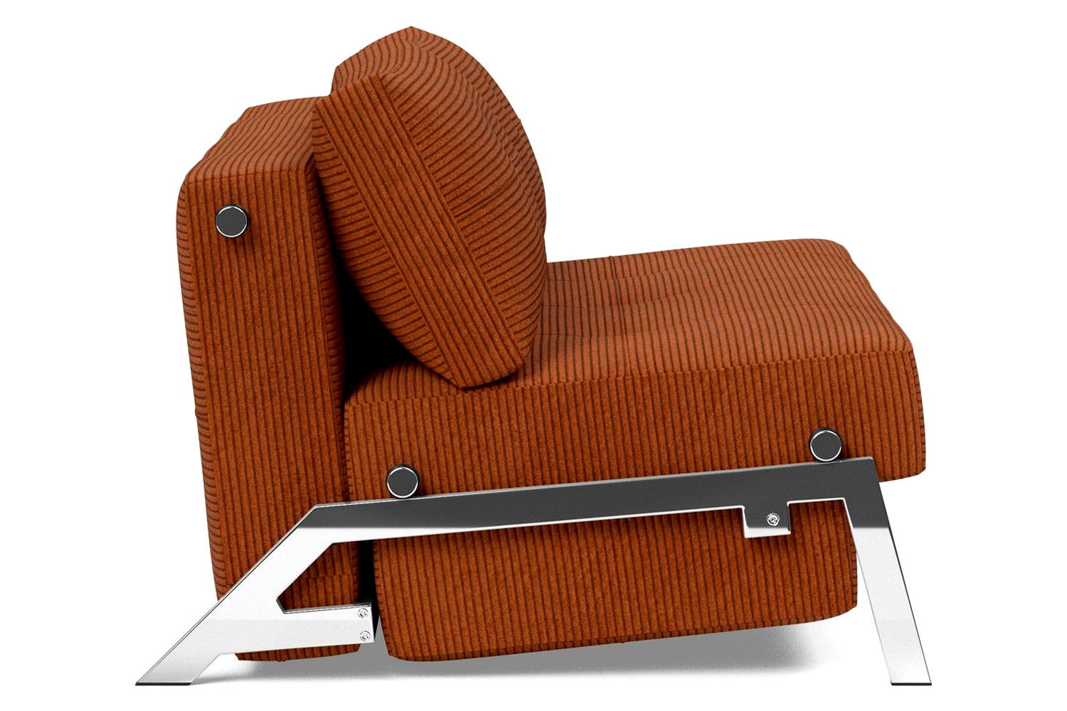 Innovation Living Cubed Full Size Sofa Bed with Chrome legs - 595 Corduroy Burnt Orange