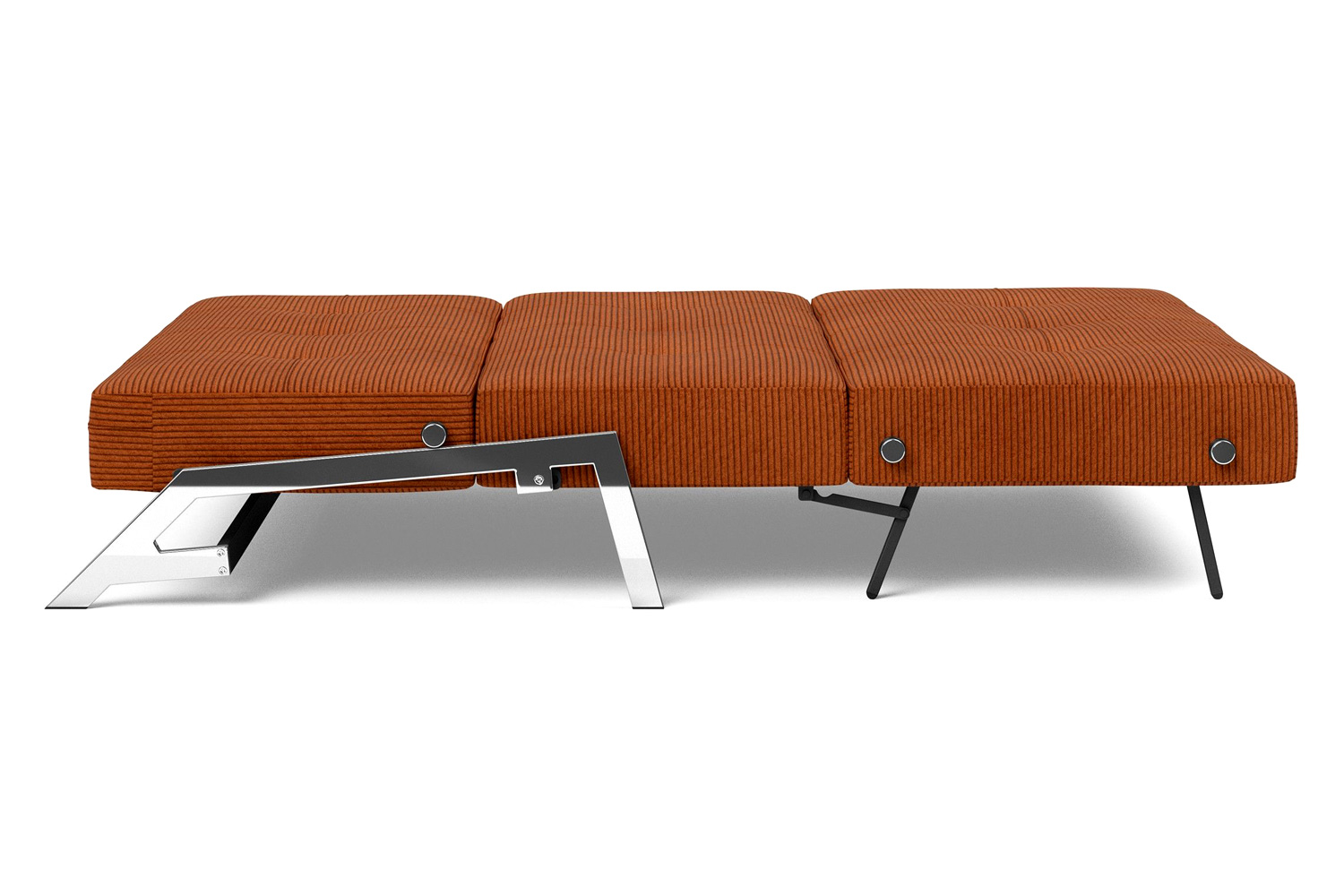Innovation Living Cubed Full Size Sofa Bed with Chrome legs - 595 Corduroy Burnt Orange