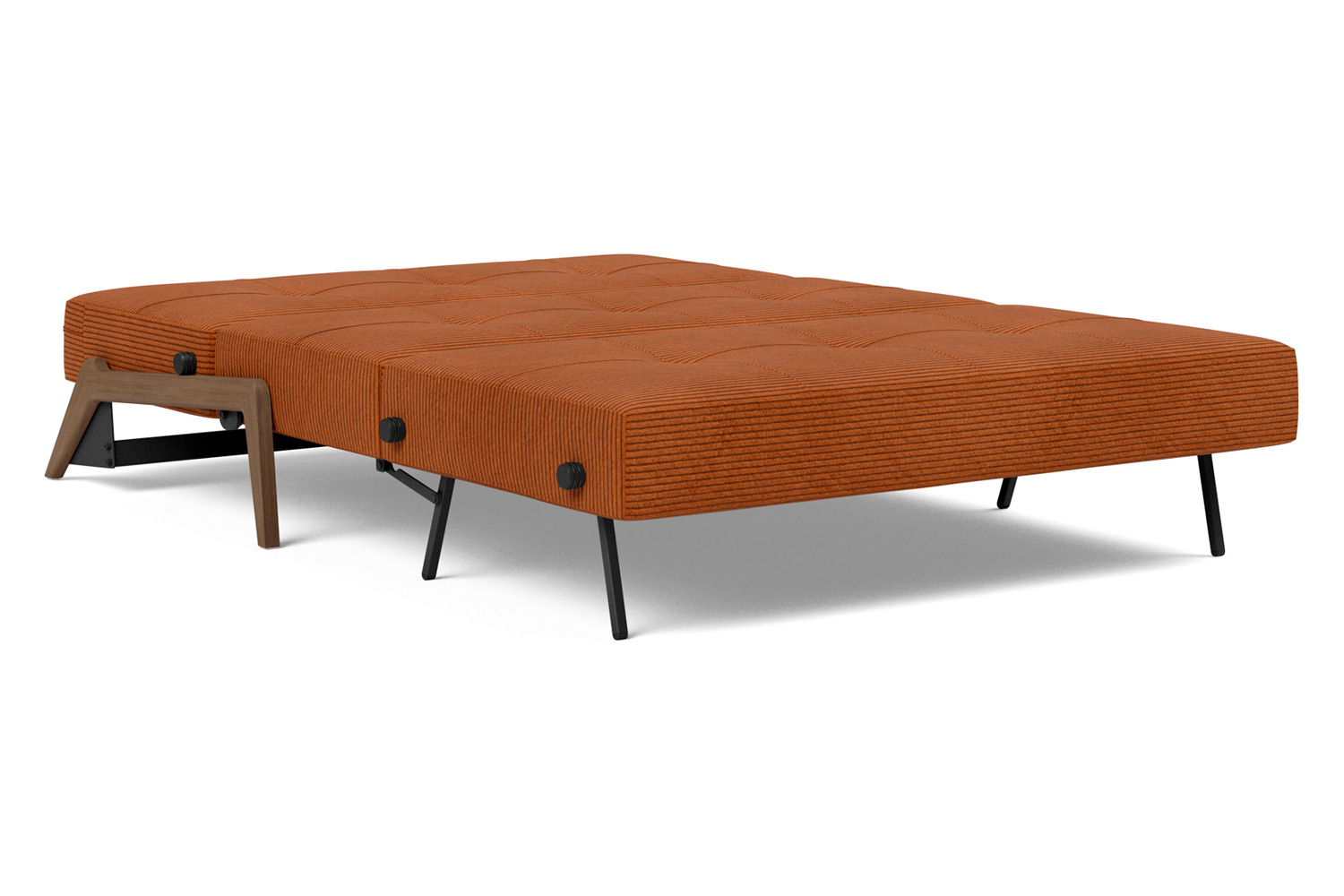 Innovation Living Cubed Full Size Sofa Bed with Dark Wood Legs - 595 Corduroy Burnt Orange