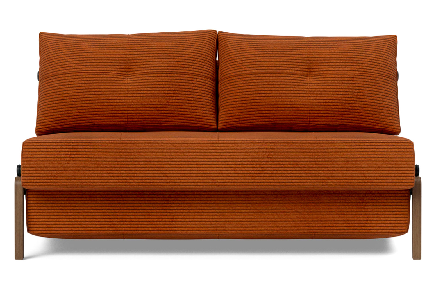 Innovation Living Cubed Full Size Sofa Bed with Dark Wood Legs - 595 Corduroy Burnt Orange