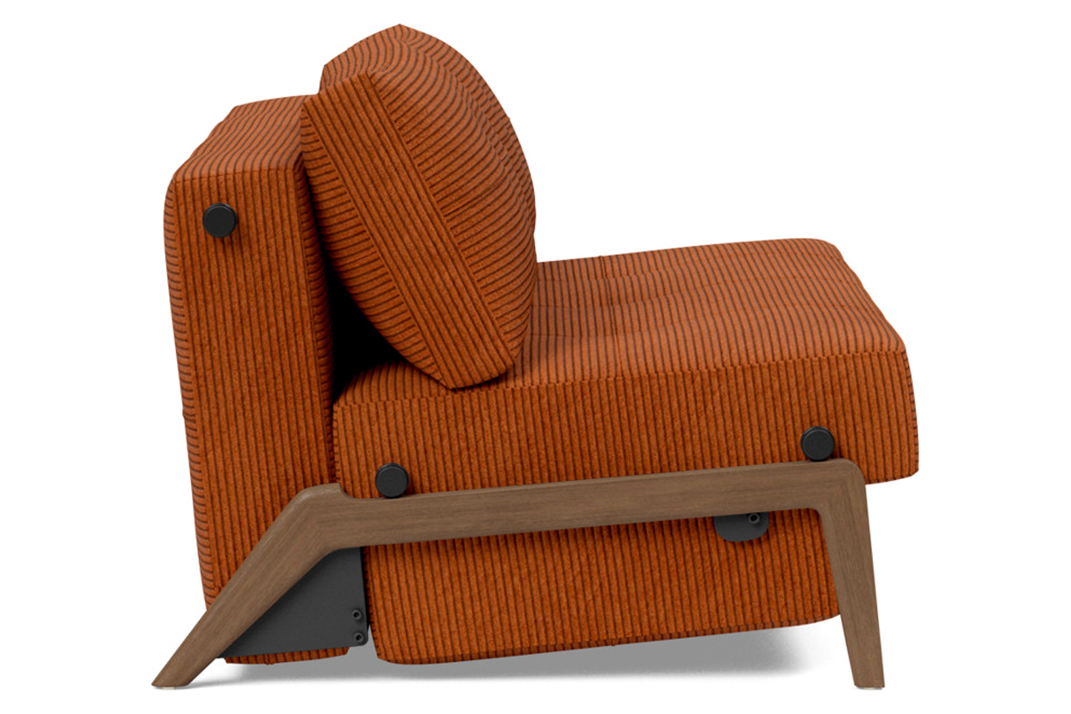 Innovation Living Cubed Full Size Sofa Bed with Dark Wood Legs - 595 Corduroy Burnt Orange