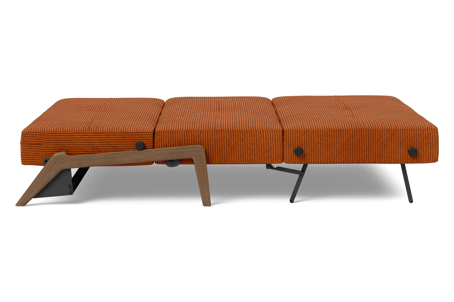 Innovation Living Cubed Full Size Sofa Bed with Dark Wood Legs - 595 Corduroy Burnt Orange