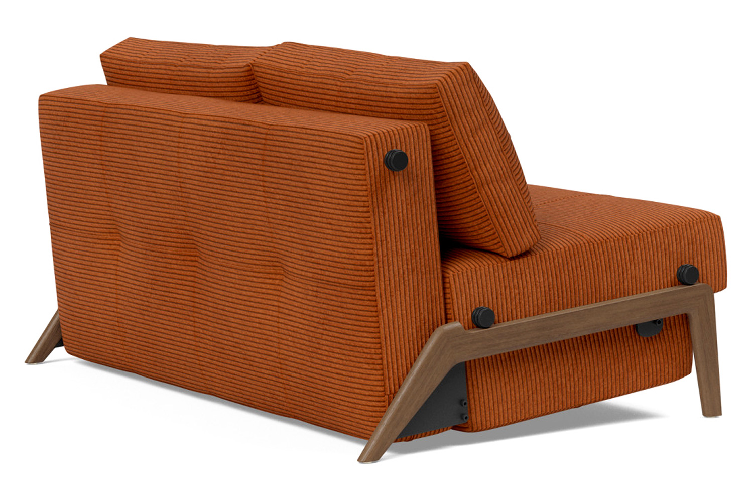 Innovation Living Cubed Full Size Sofa Bed with Dark Wood Legs - 595 Corduroy Burnt Orange