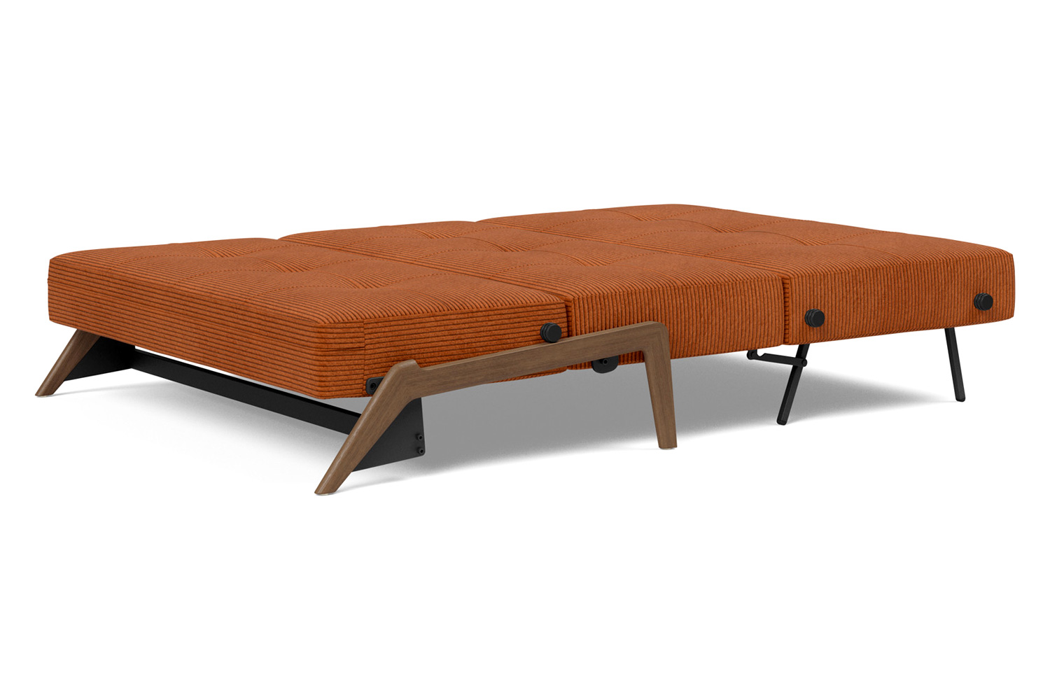 Innovation Living Cubed Full Size Sofa Bed with Dark Wood Legs - 595 Corduroy Burnt Orange