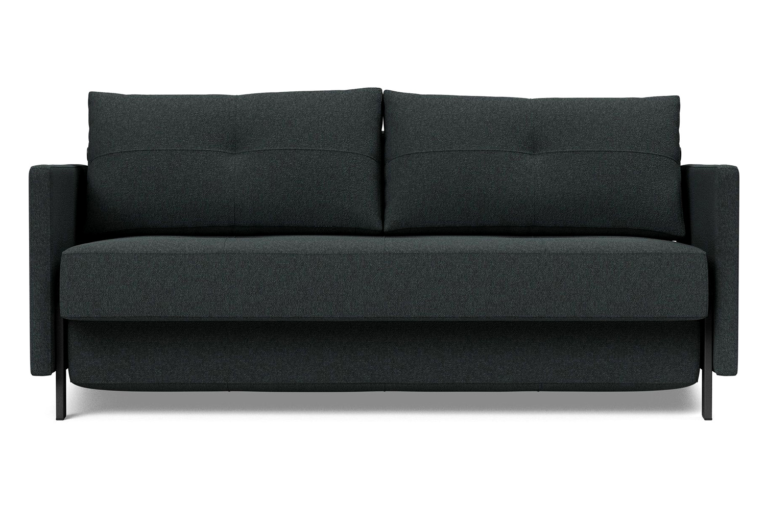 Innovation Living Cubed Queen Size Sofa Bed with Arms - 534 Bouclé Black Raven
