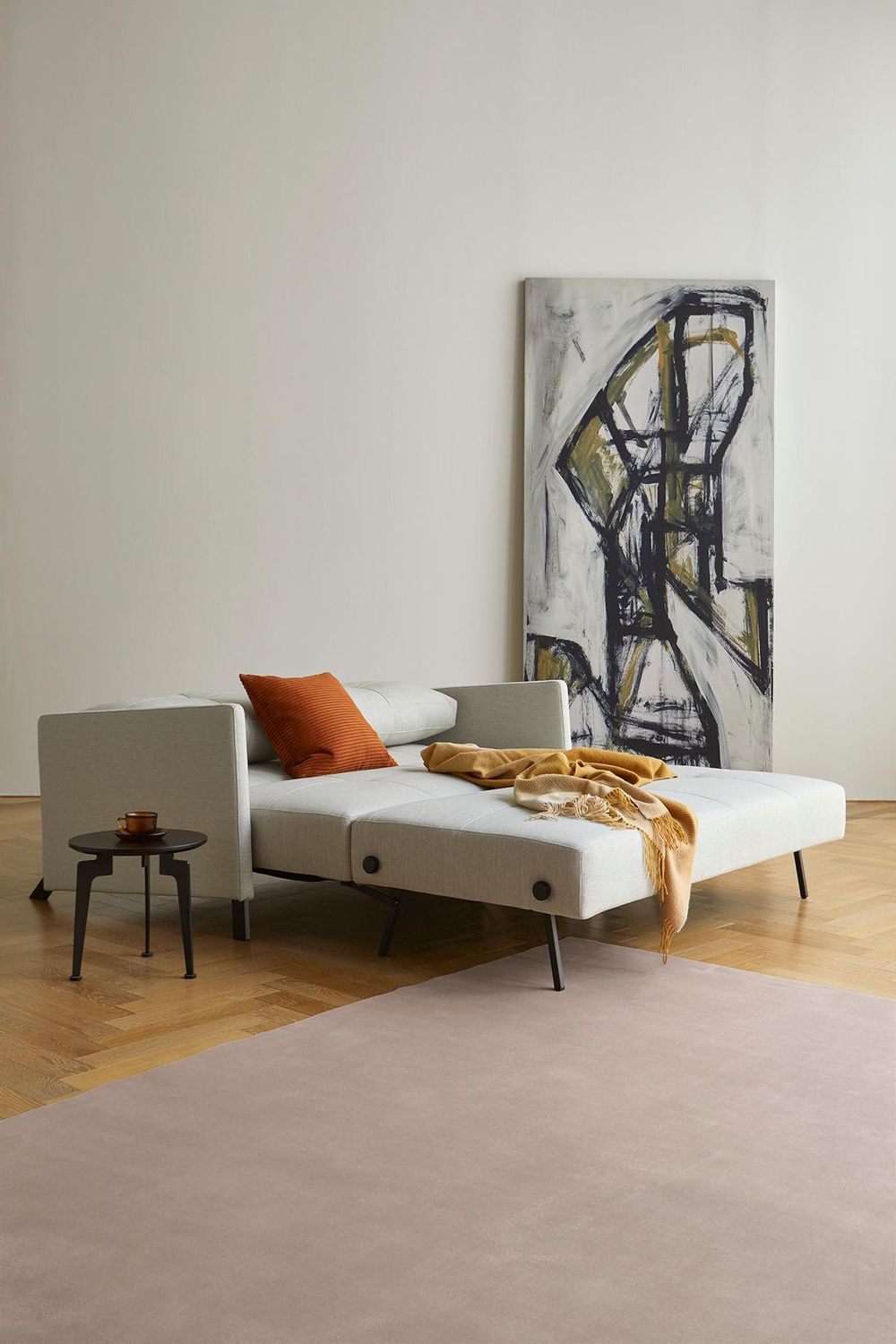 Innovation Living Cubed Queen Size Sofa Bed with Arms - 586 Phobos Latte