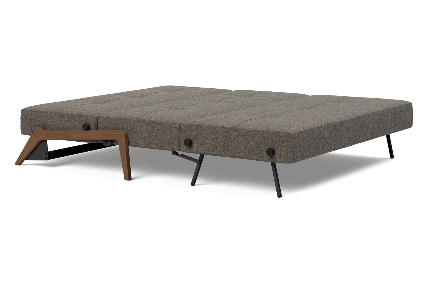 Innovation Living Cubed Queen Size Sofa Bed with Dark Wood Legs - 216 Flashtex Dark Gray