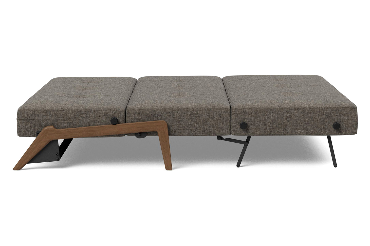 Innovation Living Cubed Queen Size Sofa Bed with Dark Wood Legs - 216 Flashtex Dark Gray