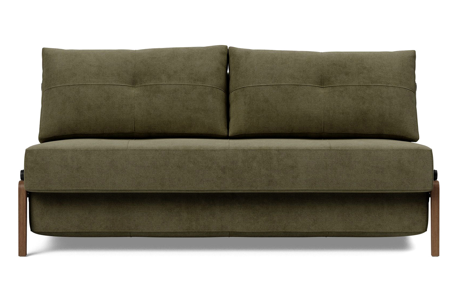 Innovation Living Cubed Queen Size Sofa Bed with Dark Wood Legs - 316 Cordufine Pine Green