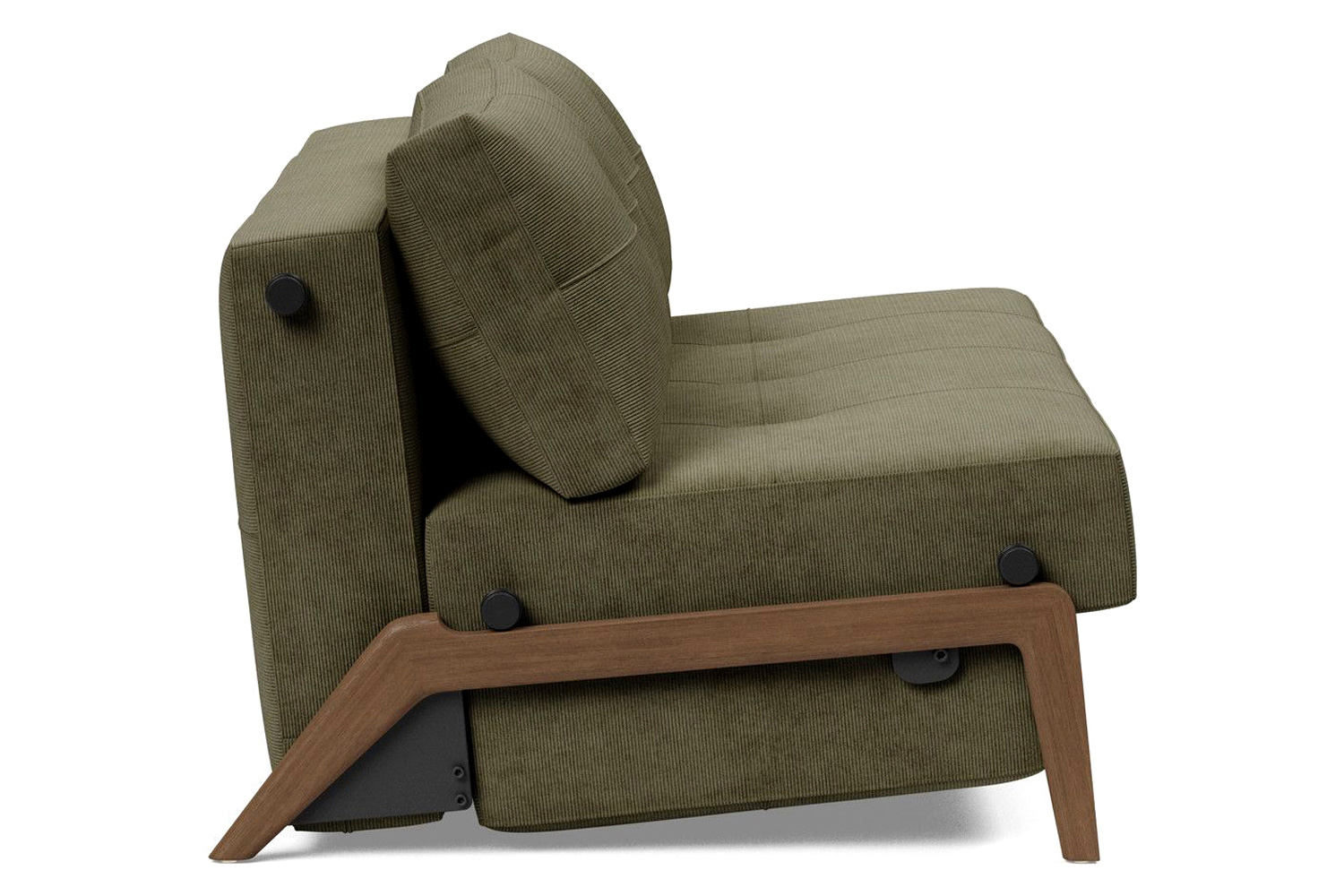 Innovation Living Cubed Queen Size Sofa Bed with Dark Wood Legs - 316 Cordufine Pine Green