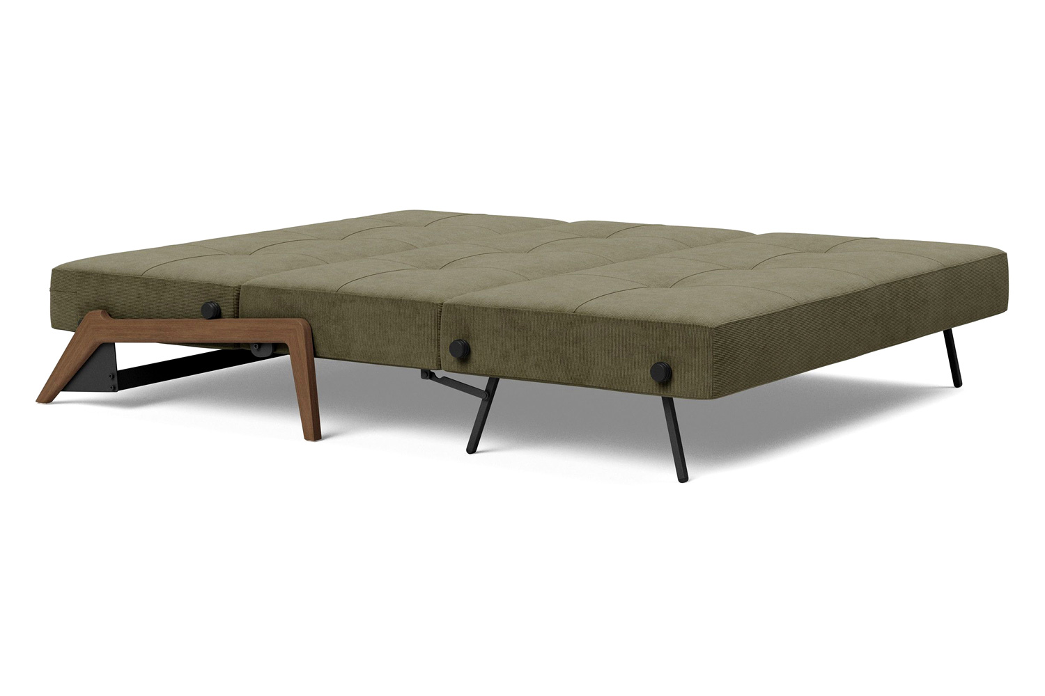 Innovation Living Cubed Queen Size Sofa Bed with Dark Wood Legs - 316 Cordufine Pine Green