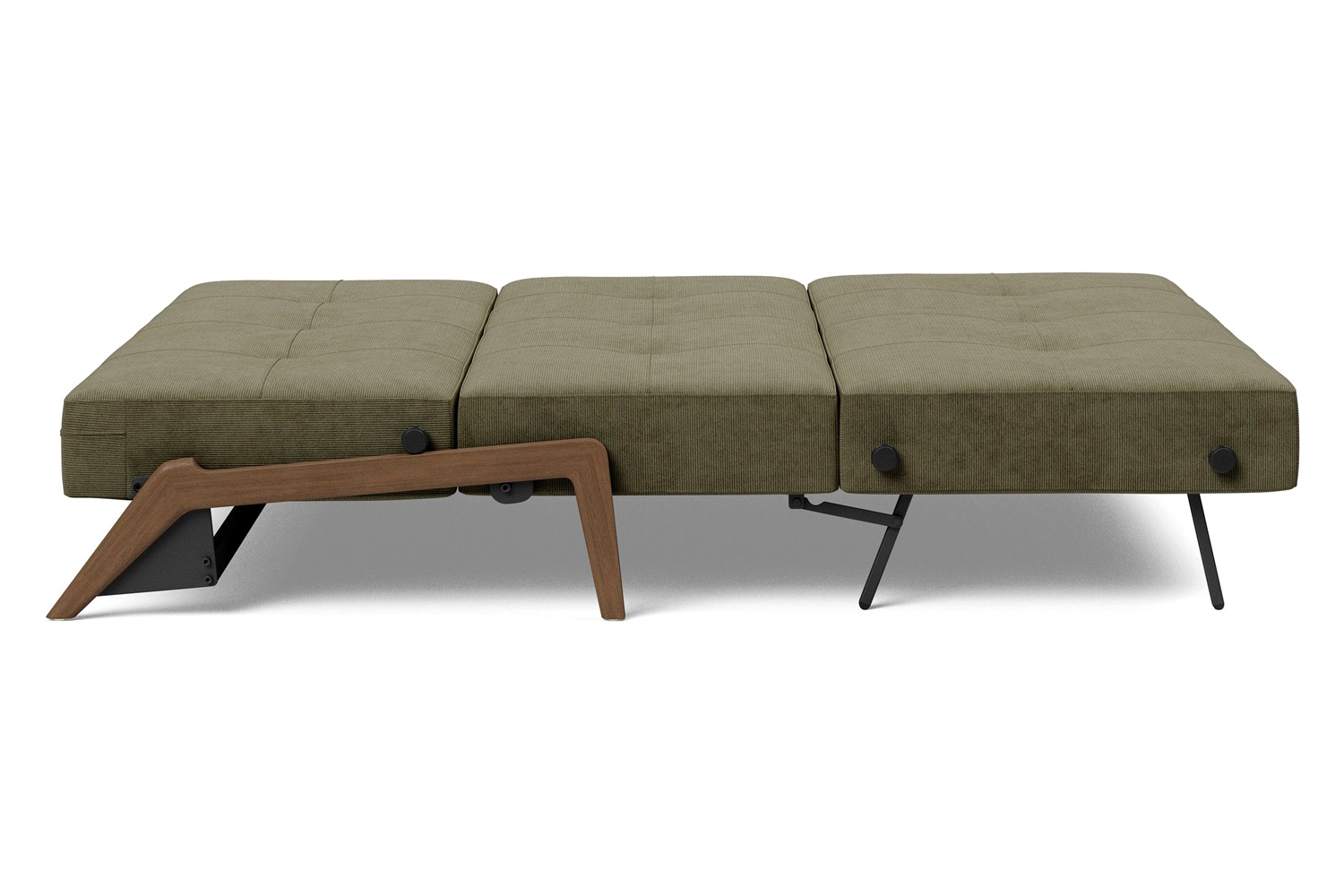 Innovation Living Cubed Queen Size Sofa Bed with Dark Wood Legs - 316 Cordufine Pine Green