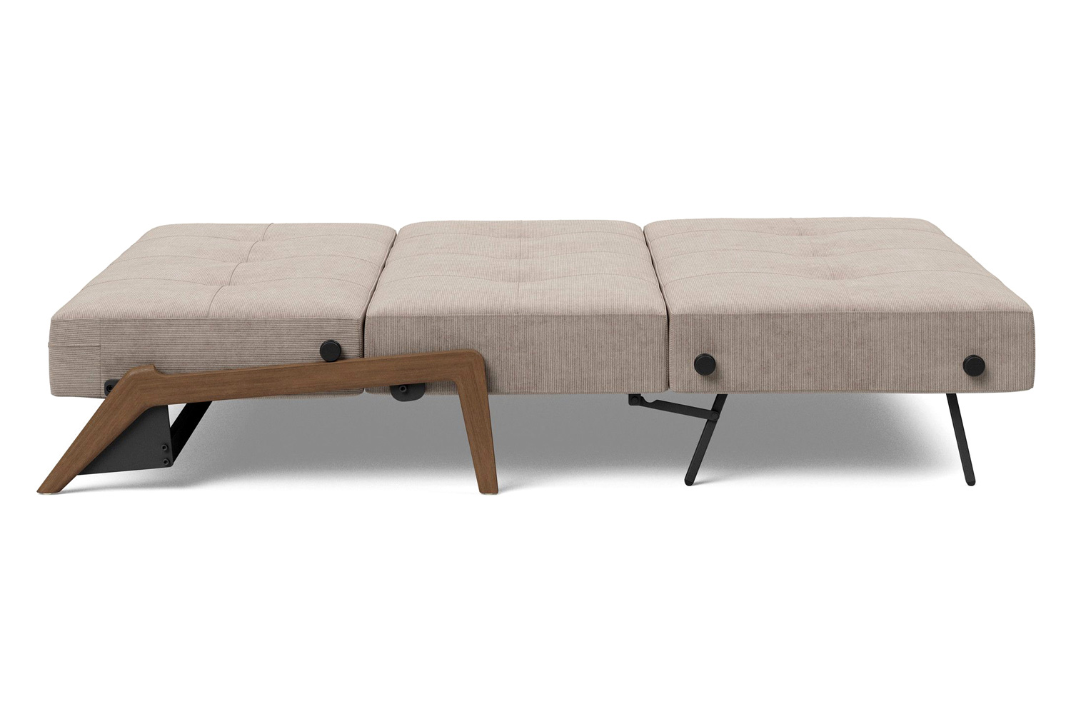 Innovation Living Cubed Queen Size Sofa Bed with Dark Wood Legs - 318 Cordufine Beige