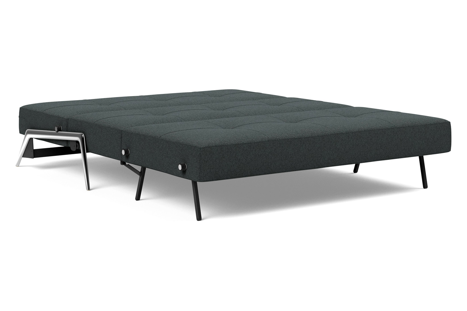 Innovation Living Cubed Queen Size Sofa Bed with Alu Legs - 534 Bouclé Black Raven