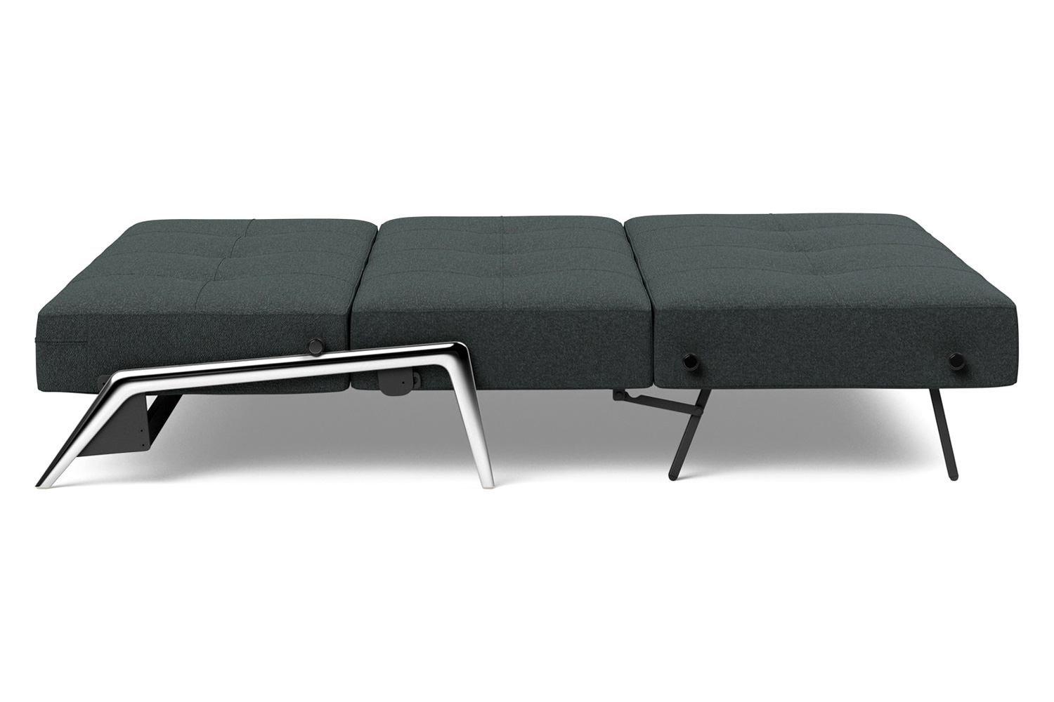 Innovation Living Cubed Queen Size Sofa Bed with Alu Legs - 534 Bouclé Black Raven