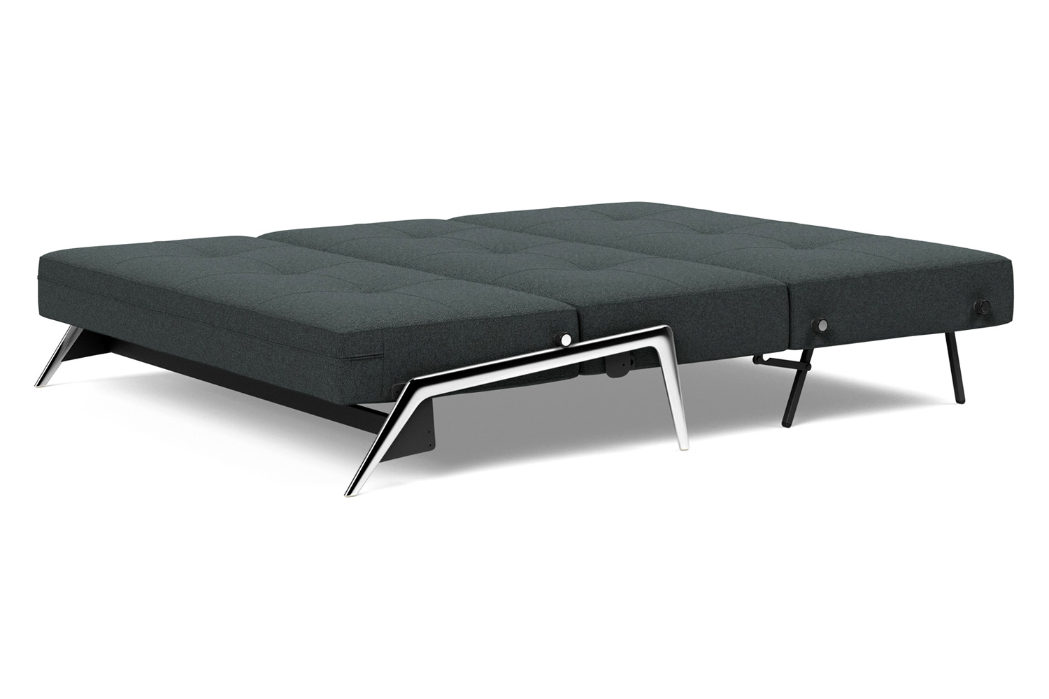 Innovation Living Cubed Queen Size Sofa Bed with Alu Legs - 534 Bouclé Black Raven